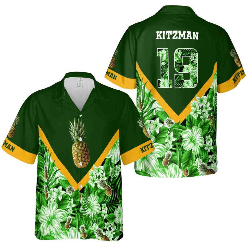 Personalized Pineapple Bold Floral Number Hawaiian Shirt Premium grade