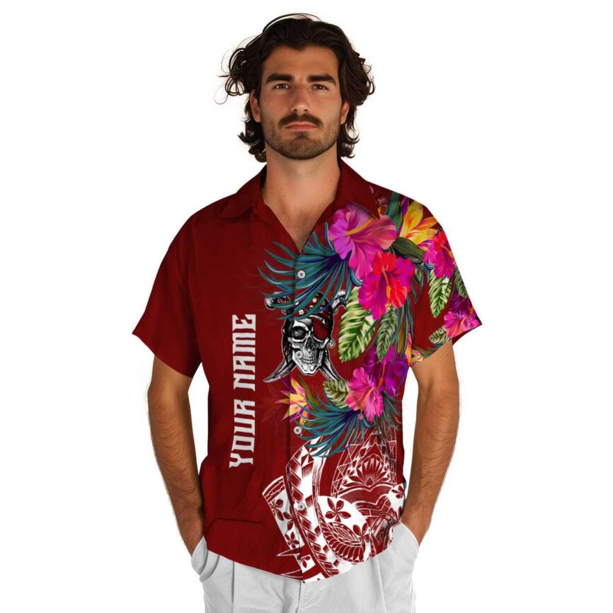 Personalized Pirate Polynesian Flowers Hawaiian Shirt New Arrival
