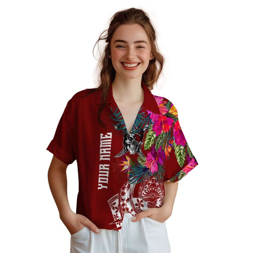 Personalized Pirate Polynesian Flowers Hawaiian Shirt Top rated