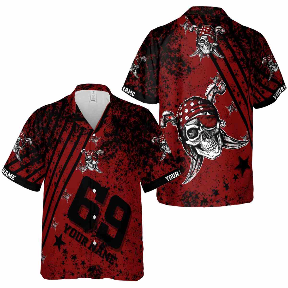 Personalized Pirate Stripe Burst Hawaiian Shirt Premium grade Personalized Pirate Stripe Burst Hawaiian Shirt Premium grade
