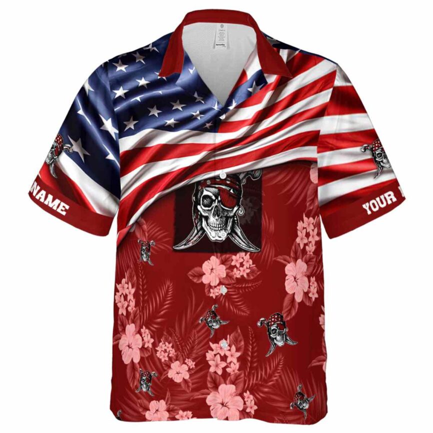 Personalized Pirate US Flag Themed Hawaiian Shirt Fashion forward