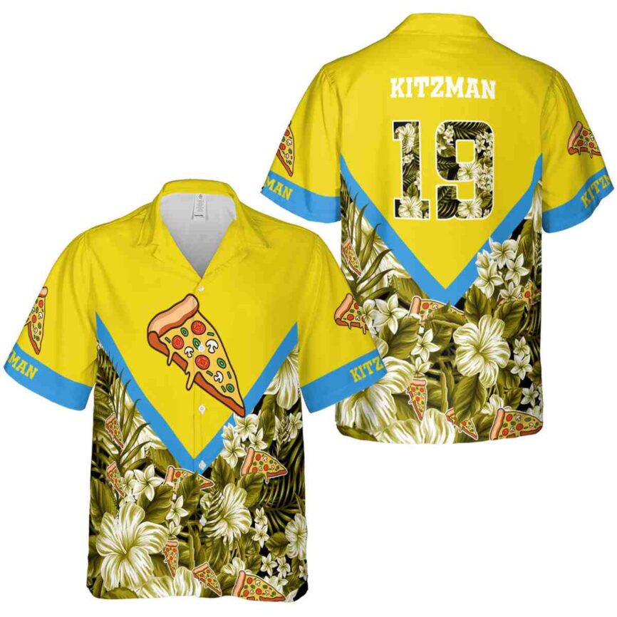 Personalized Pizza Bold Floral Number Hawaiian Shirt Premium grade