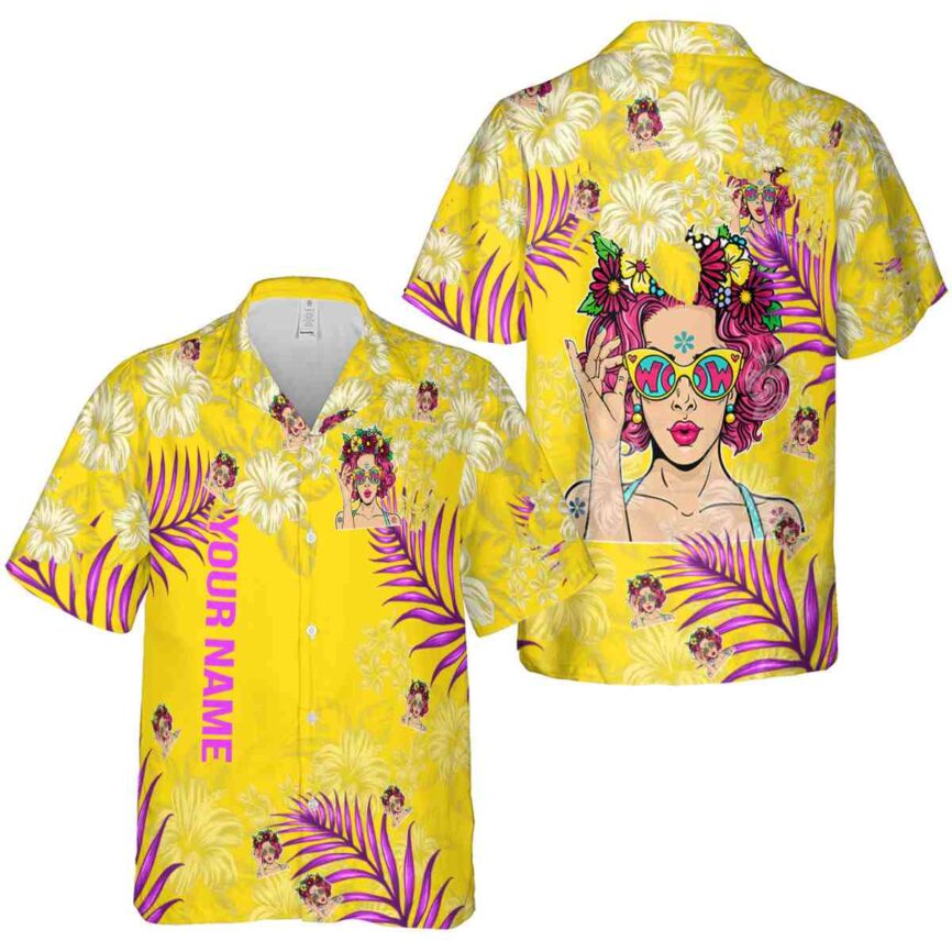 Personalized Pop Hibiscus Pattern Hawaiian Shirt Premium grade