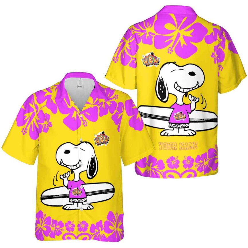 Personalized Pop Surfing Snoopy Hawaiian Shirt Premium grade