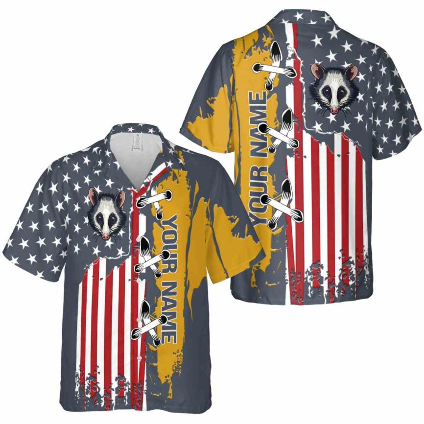 Personalized Possum Flag Stitches Hawaiian Shirt Premium grade