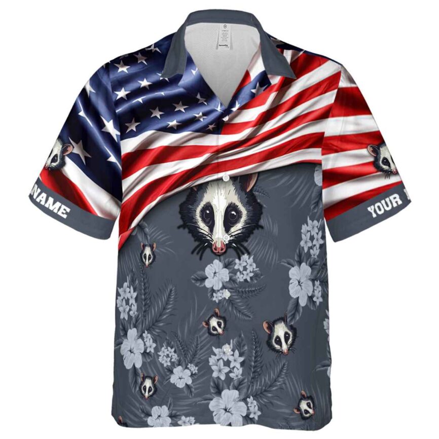 Personalized Possum US Flag Themed Hawaiian Shirt Fashion forward