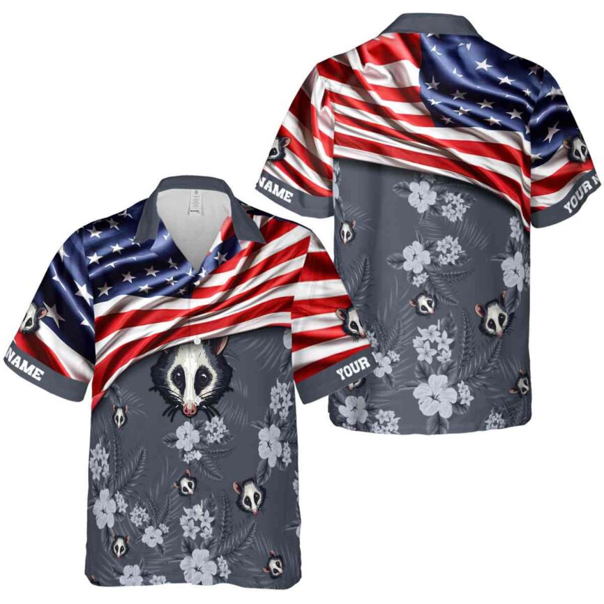 Personalized Possum US Flag Themed Hawaiian Shirt Premium grade