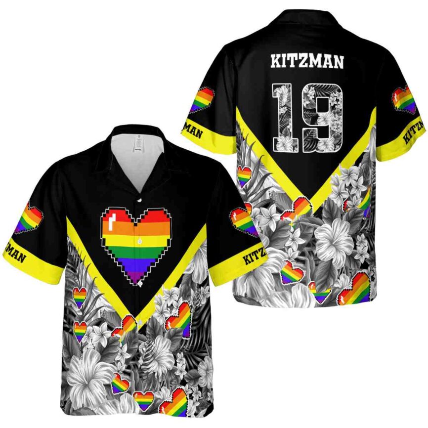 Personalized Pride Bold Floral Number Hawaiian Shirt Premium grade