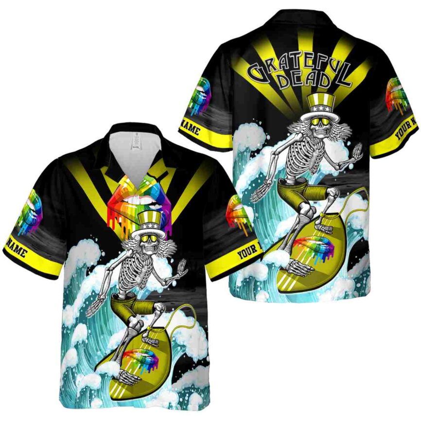 Personalized Pride Grateful Dead Motif Hawaiian Shirt Premium grade