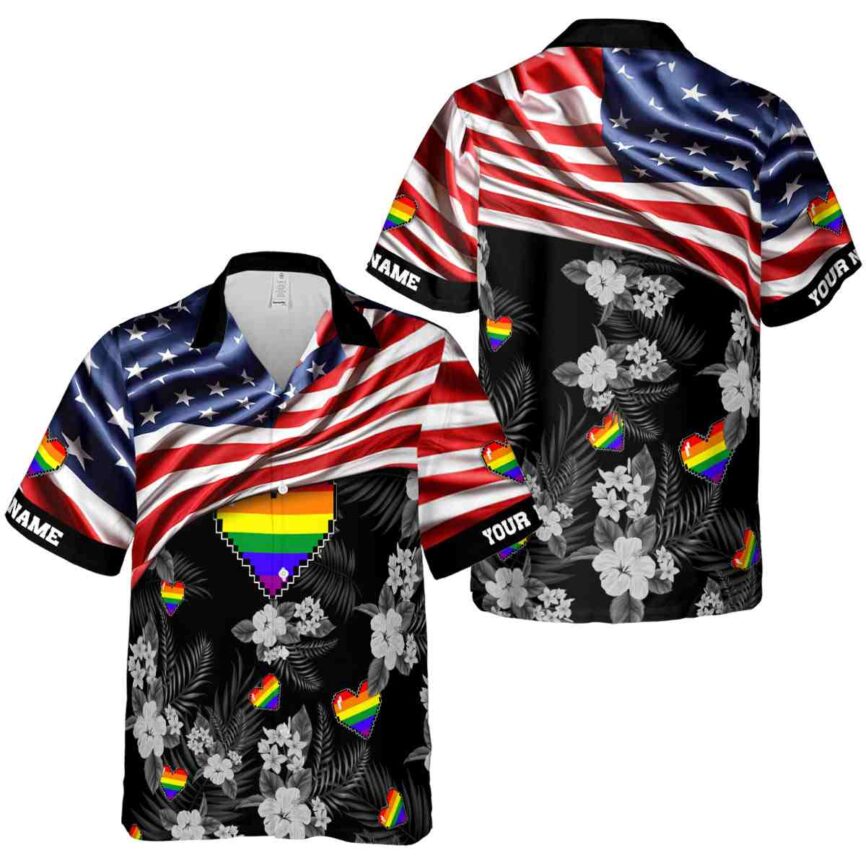 Personalized Pride US Flag Themed Hawaiian Shirt Premium grade