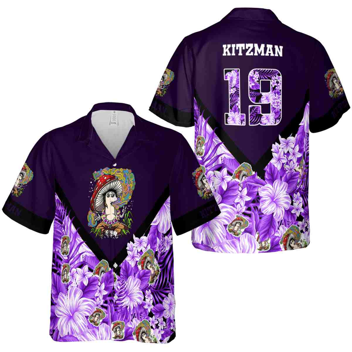 Personalized Psychedelic Bold Floral Number Hawaiian Shirt Premium grade Personalized Psychedelic Bold Floral Number Hawaiian Shirt Premium grade