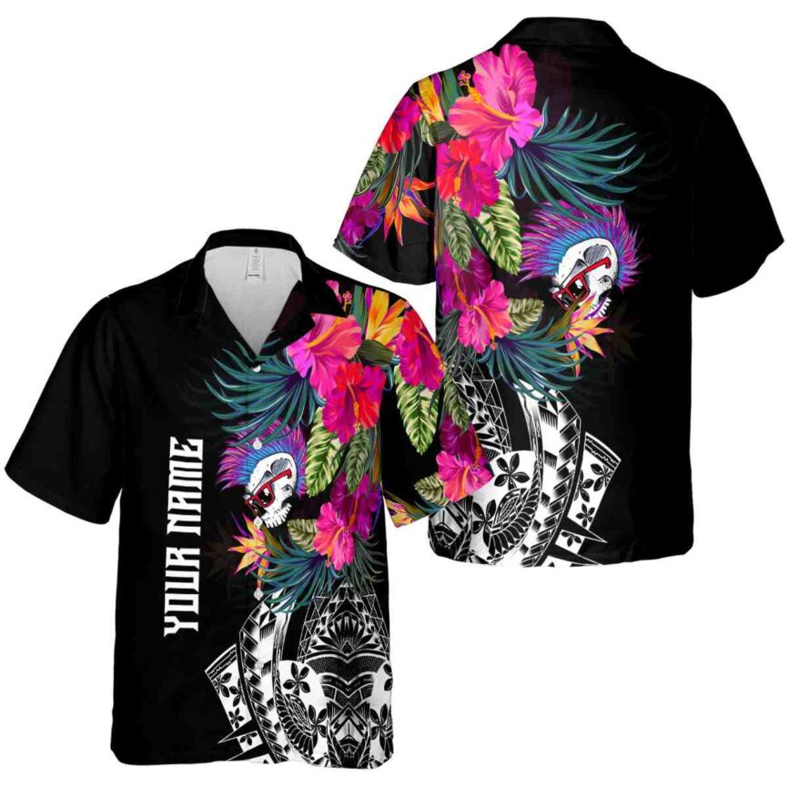 Personalized Punk Polynesian Flowers Hawaiian Shirt Premium grade