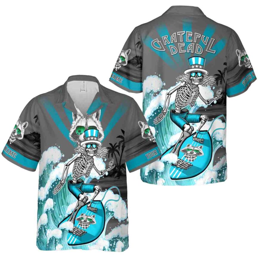 Personalized Raccoon Grateful Dead Motif Hawaiian Shirt Premium grade