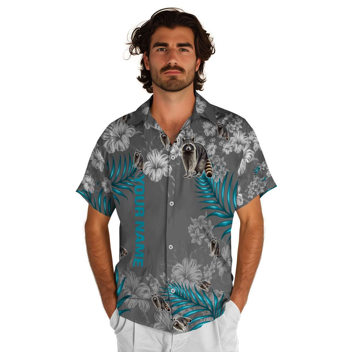 Personalized Raccoon Hibiscus Pattern Hawaiian Shirt New Arrival Personalized Raccoon Hibiscus Pattern Hawaiian Shirt New Arrival
