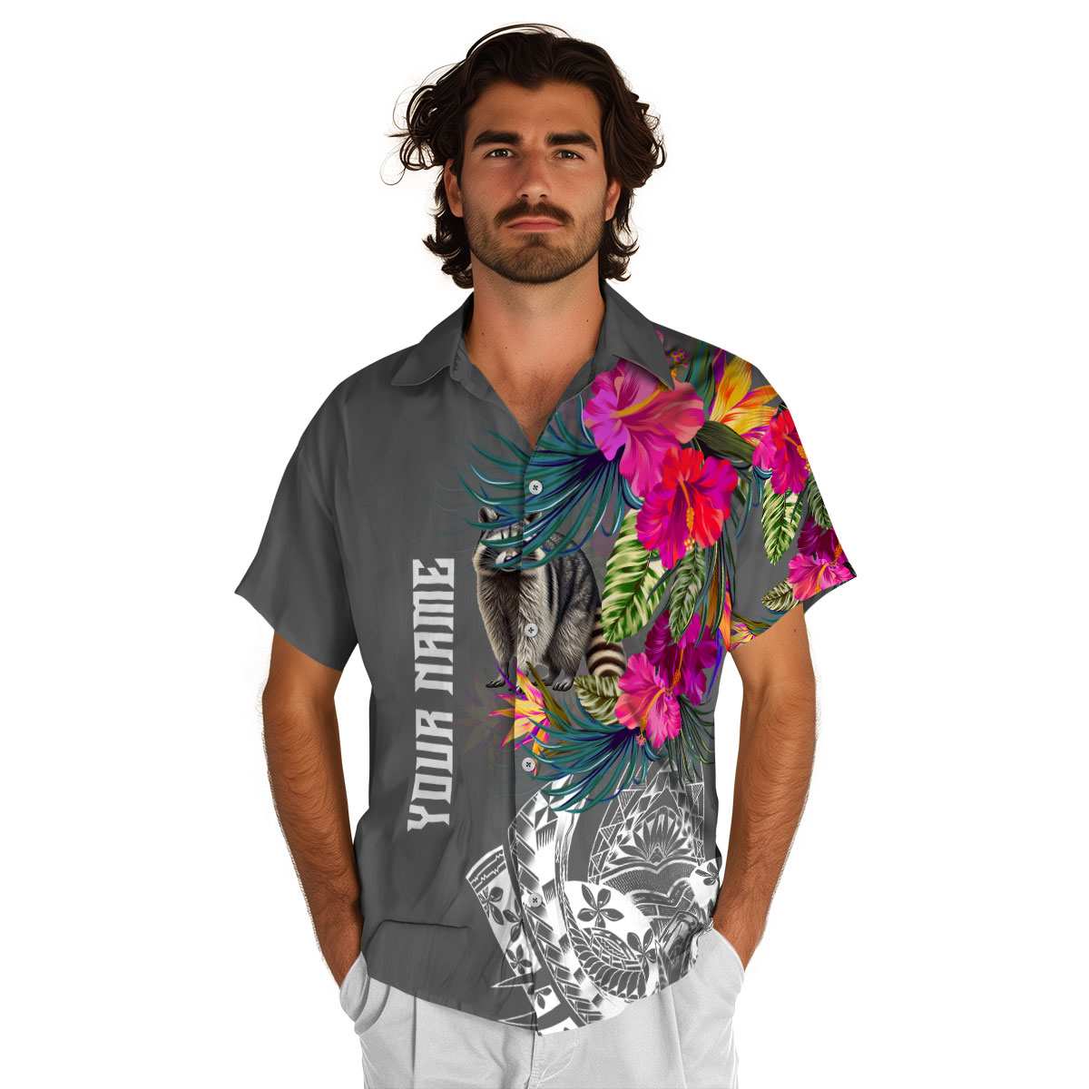 Personalized Raccoon Polynesian Flowers Hawaiian Shirt New Arrival Personalized Raccoon Polynesian Flowers Hawaiian Shirt New Arrival