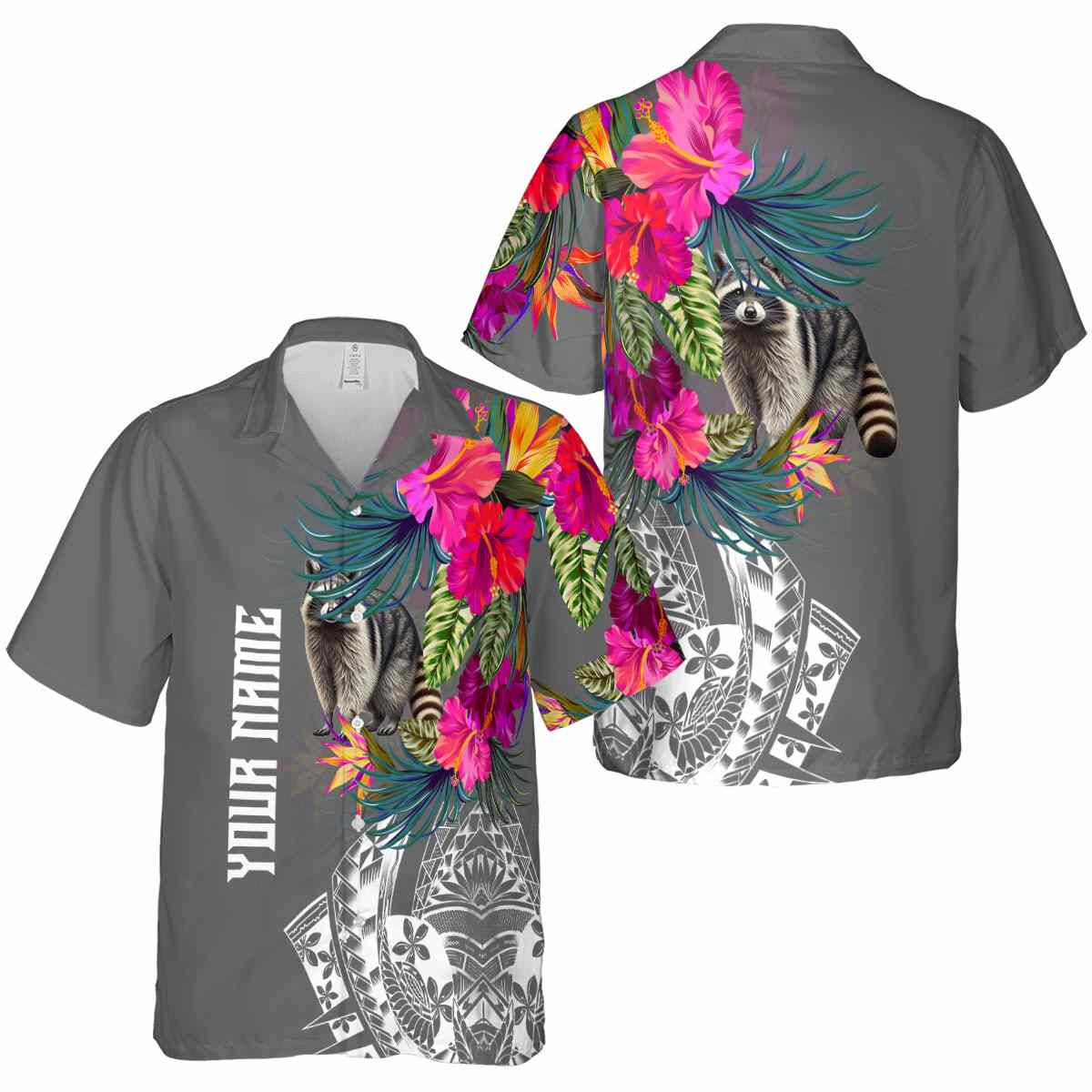 Personalized Raccoon Polynesian Flowers Hawaiian Shirt Premium grade Personalized Raccoon Polynesian Flowers Hawaiian Shirt Premium grade