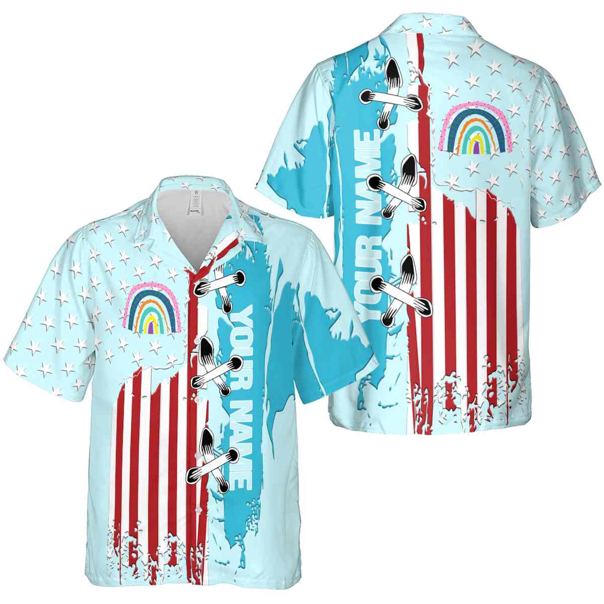 Personalized Rainbow Flag Stitches Hawaiian Shirt Premium grade Personalized Rainbow Flag Stitches Hawaiian Shirt Premium grade