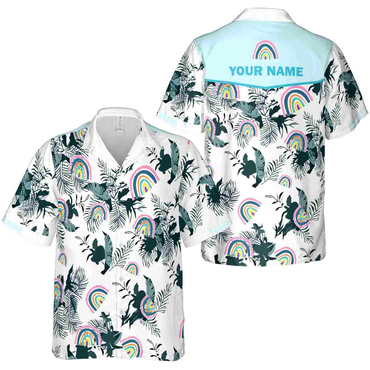 Personalized Rainbow Leafy Accents Hawaiian Shirt Premium grade Personalized Rainbow Leafy Accents Hawaiian Shirt Premium grade