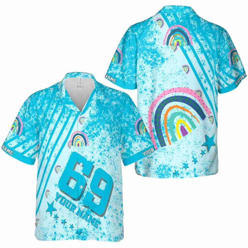 Personalized Rainbow Stripe Burst Hawaiian Shirt Premium grade