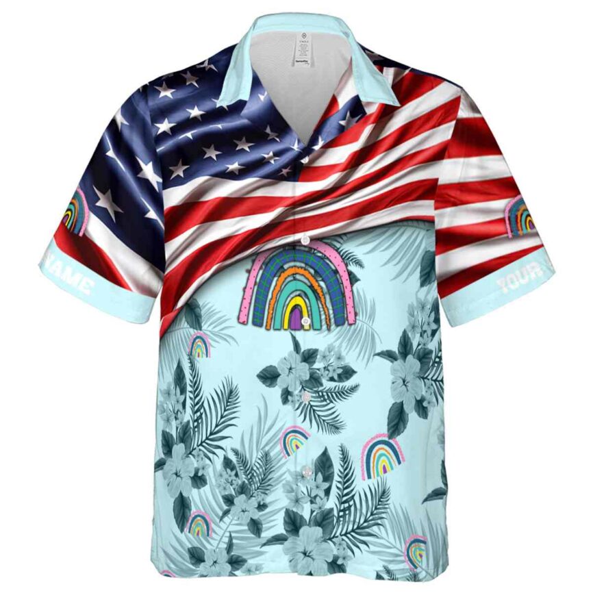 Personalized Rainbow US Flag Themed Hawaiian Shirt Fashion forward