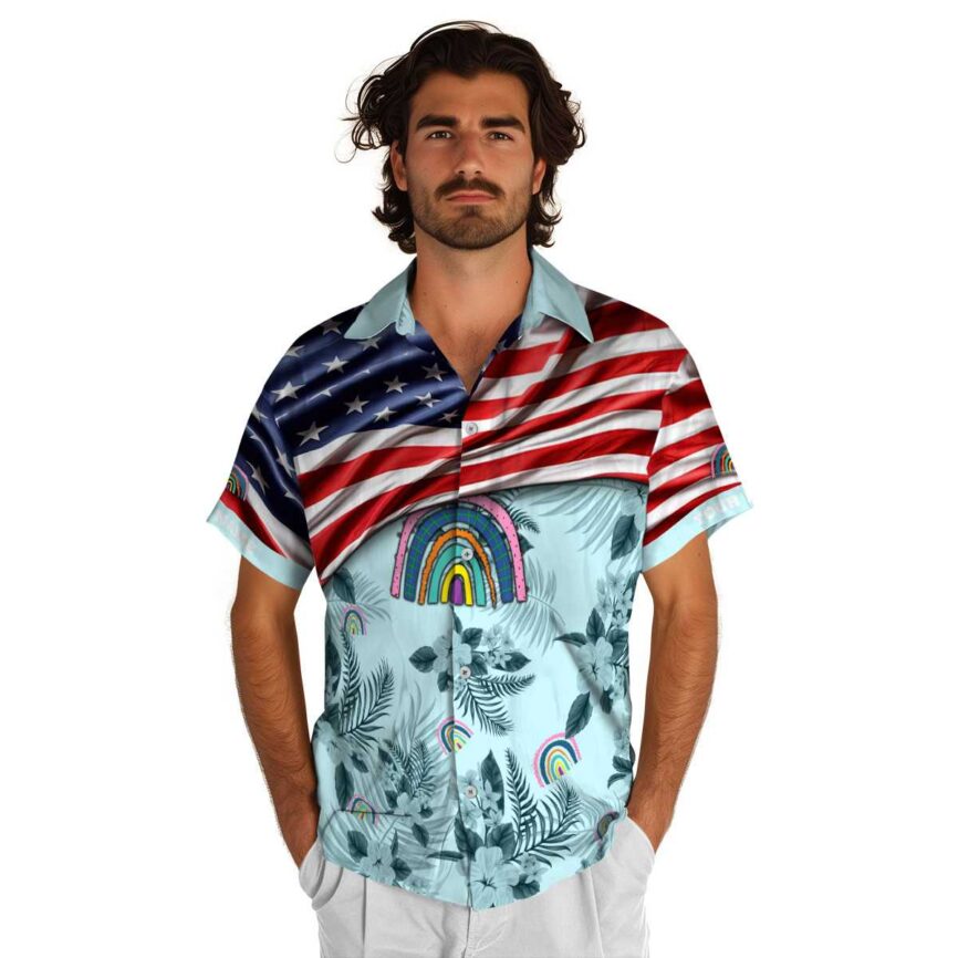 Personalized Rainbow US Flag Themed Hawaiian Shirt New Arrival