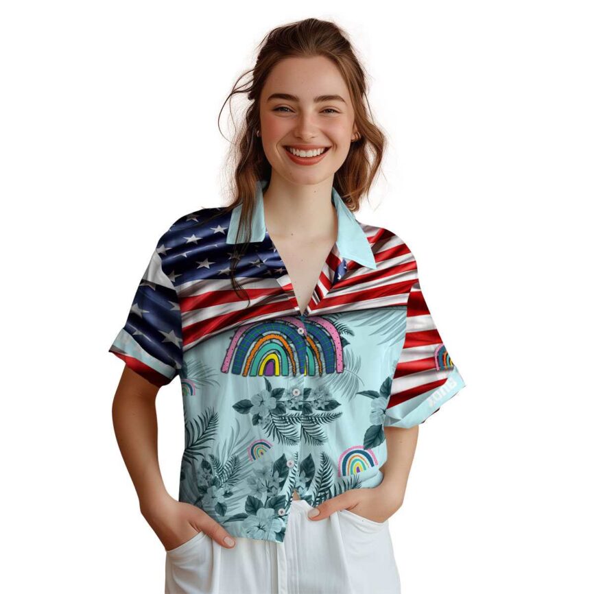 Personalized Rainbow US Flag Themed Hawaiian Shirt Top rated