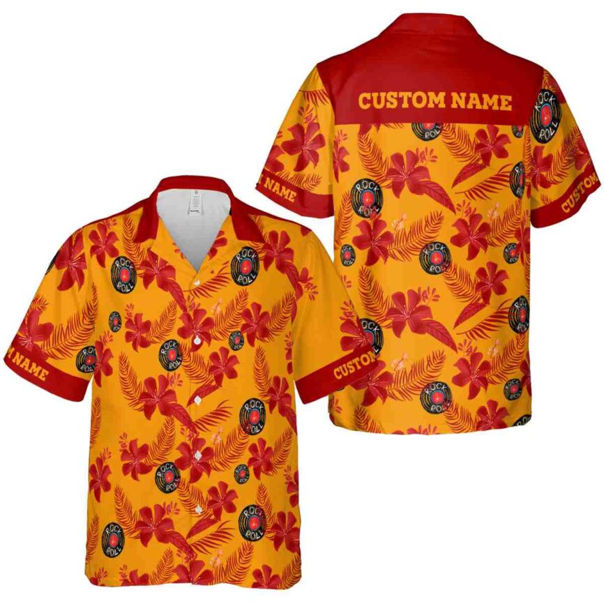 Personalized Rock And Roll Tropical Flower Hawaiian Shirt Premium grade