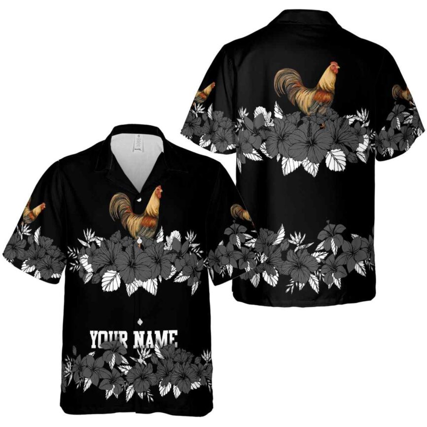 Personalized Rooster Hibiscus Band Hawaiian Shirt Premium grade