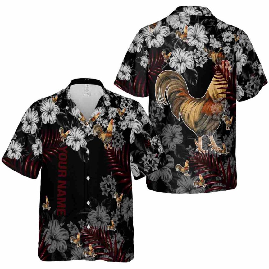 Personalized Rooster Hibiscus Pattern Hawaiian Shirt Premium grade