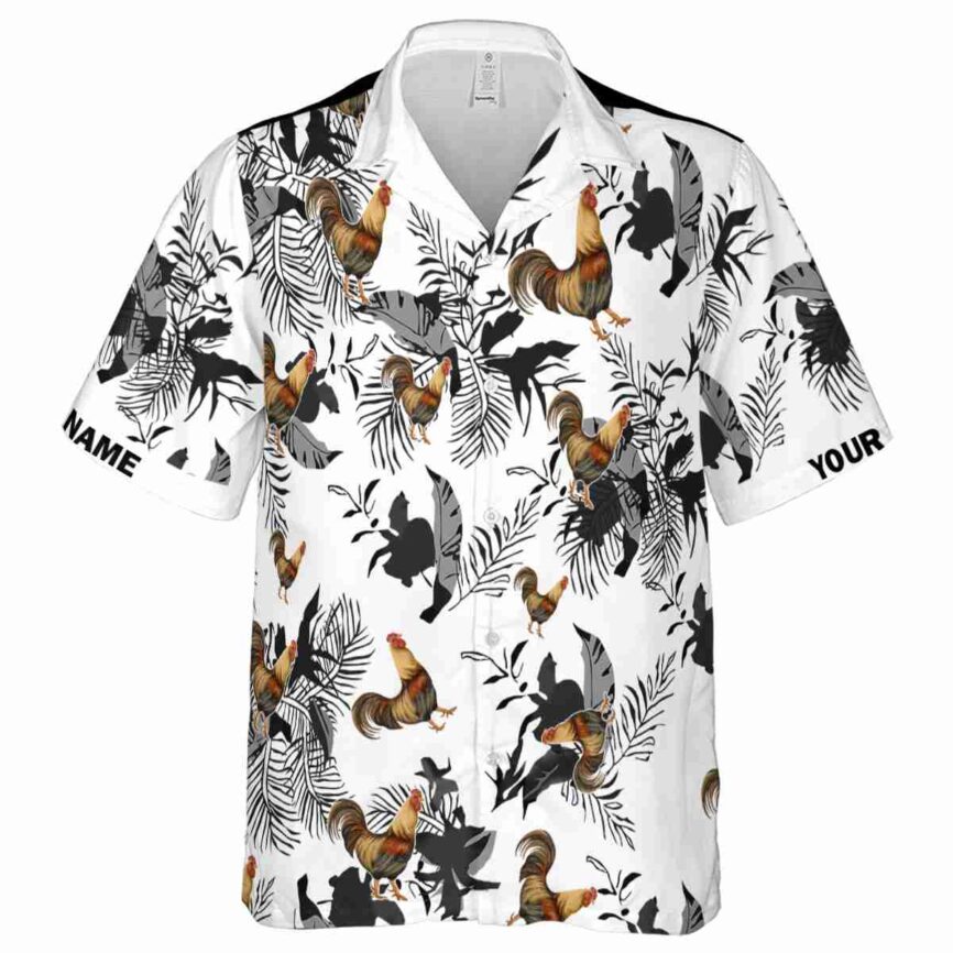 Personalized Rooster Leafy Accents Hawaiian Shirt Fashion forward