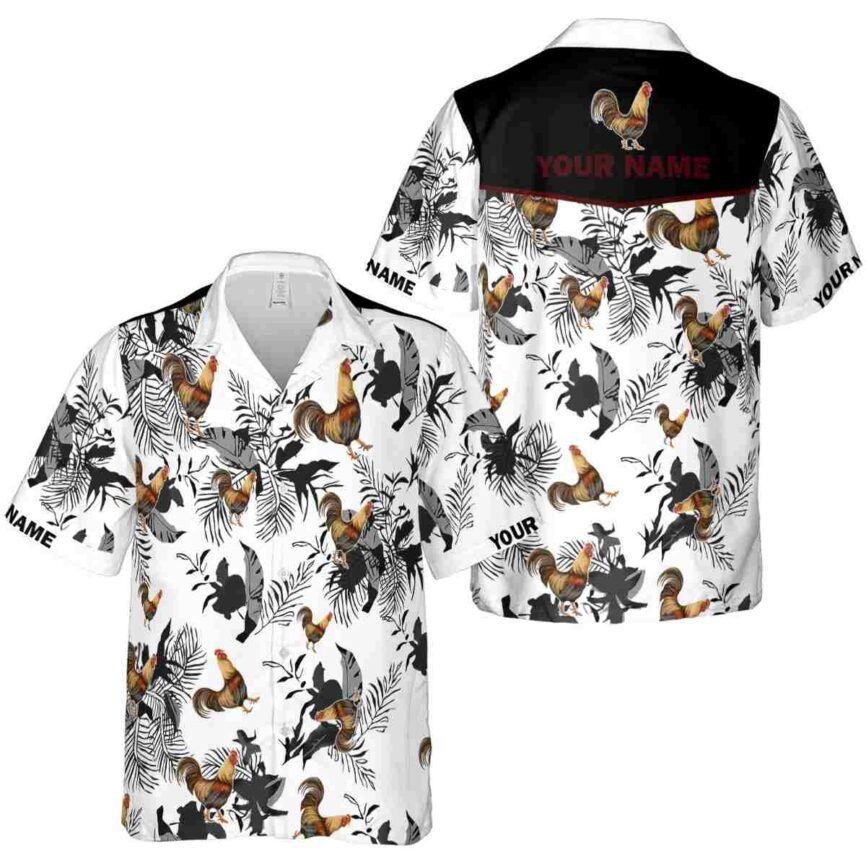 Personalized Rooster Leafy Accents Hawaiian Shirt Premium grade