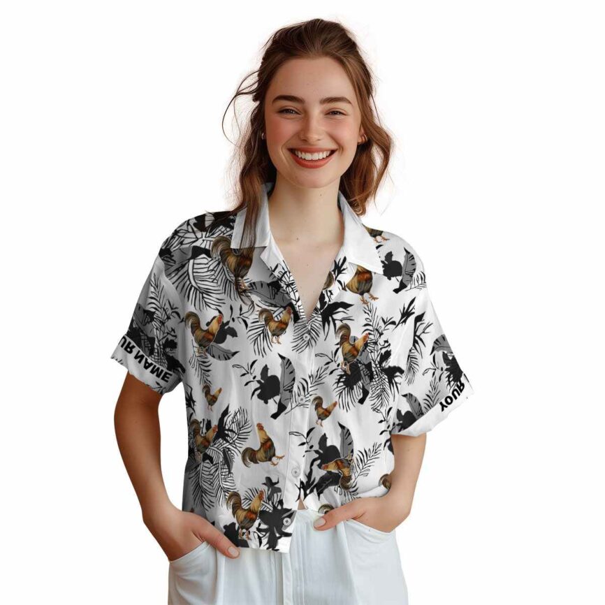 Personalized Rooster Leafy Accents Hawaiian Shirt Top rated