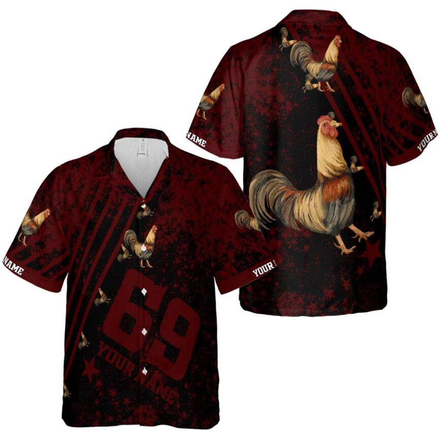Personalized Rooster Stripe Burst Hawaiian Shirt Premium grade