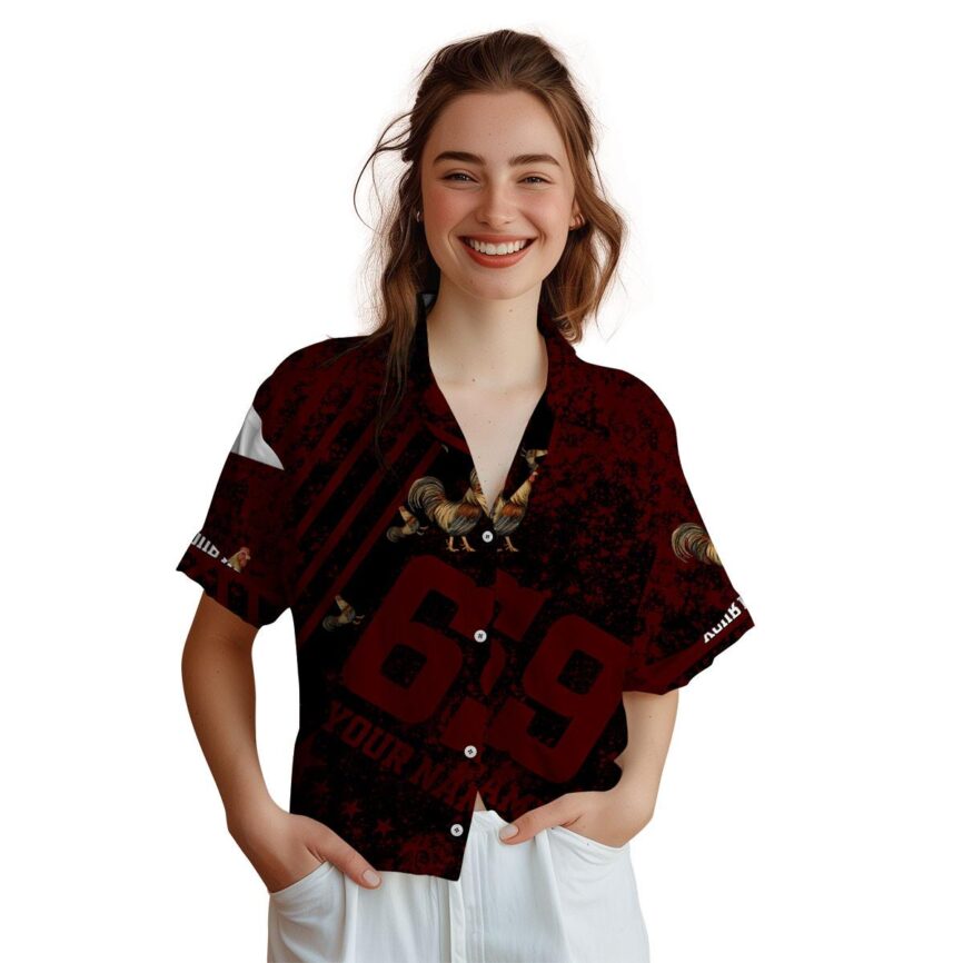 Personalized Rooster Stripe Burst Hawaiian Shirt Top rated