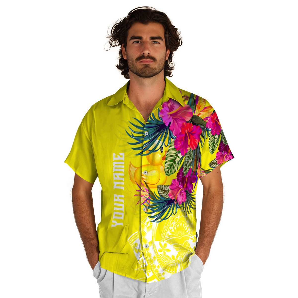 Personalized Rubber Duck Polynesian Flowers Hawaiian Shirt New Arrival Personalized Rubber Duck Polynesian Flowers Hawaiian Shirt New Arrival