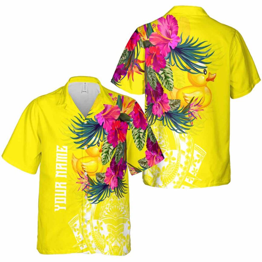 Personalized Rubber Duck Polynesian Flowers Hawaiian Shirt Premium grade