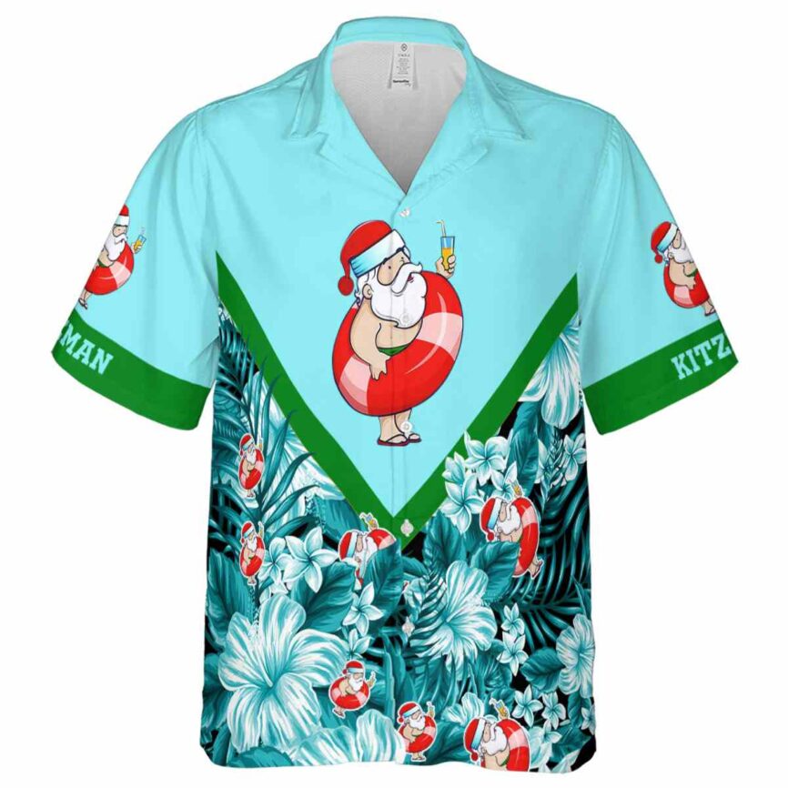 Personalized Santa Bold Floral Number Hawaiian Shirt Fashion forward