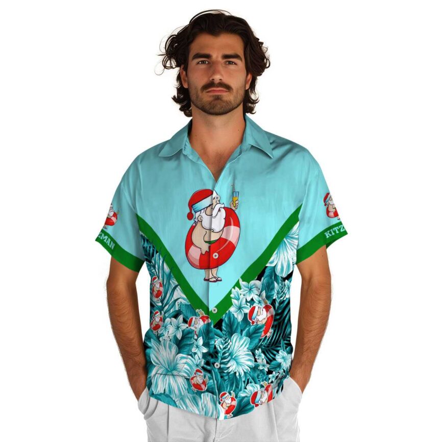 Personalized Santa Bold Floral Number Hawaiian Shirt New Arrival