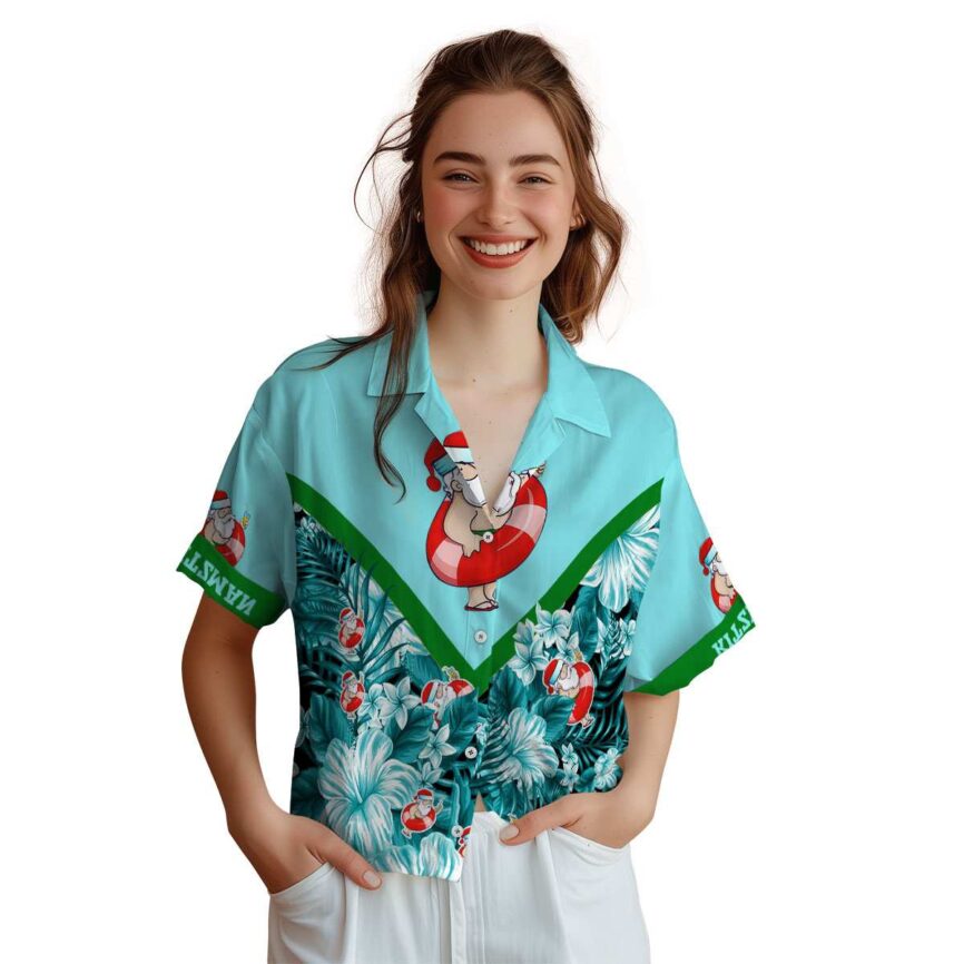 Personalized Santa Bold Floral Number Hawaiian Shirt Top rated