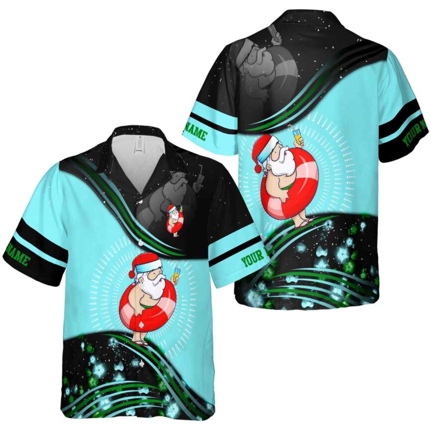Personalized Santa Dynamic Swirl Hawaiian Shirt Premium grade