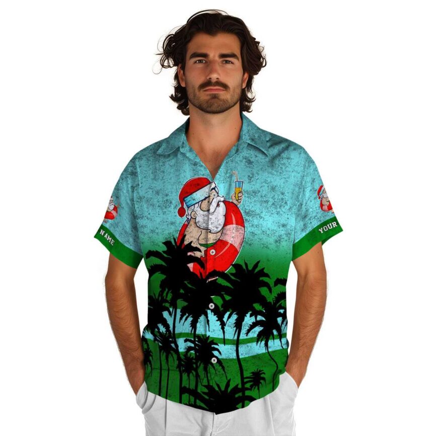 Personalized Santa Sunset Gradient Hawaiian Shirt New Arrival