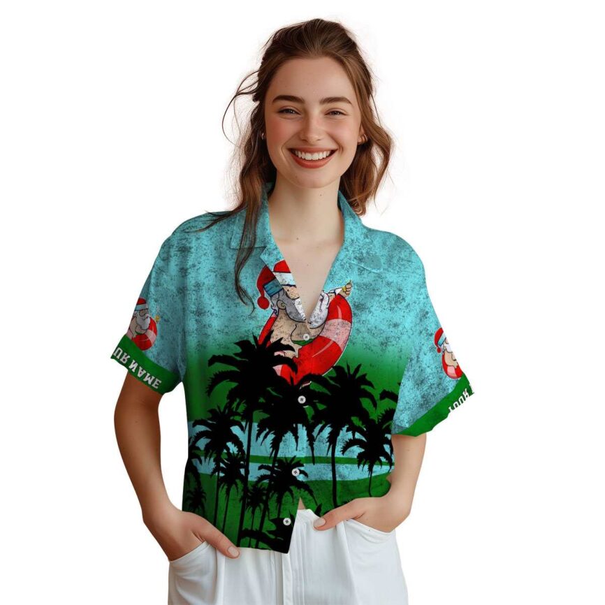 Personalized Santa Sunset Gradient Hawaiian Shirt Top rated