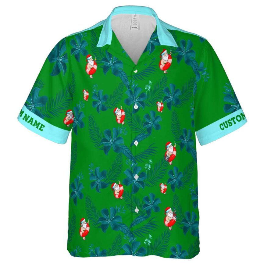 Personalized Santa Tropical Flower Hawaiian Shirt Fashion forward