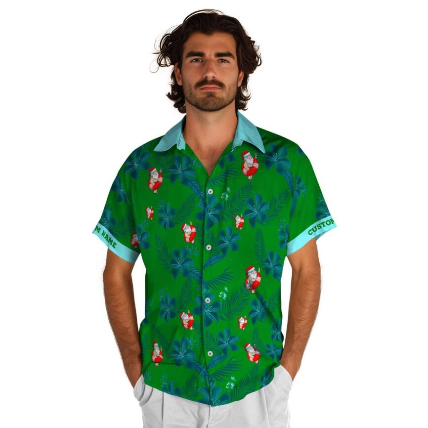 Personalized Santa Tropical Flower Hawaiian Shirt New Arrival