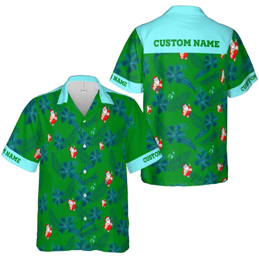 Personalized Santa Tropical Flower Hawaiian Shirt Premium grade