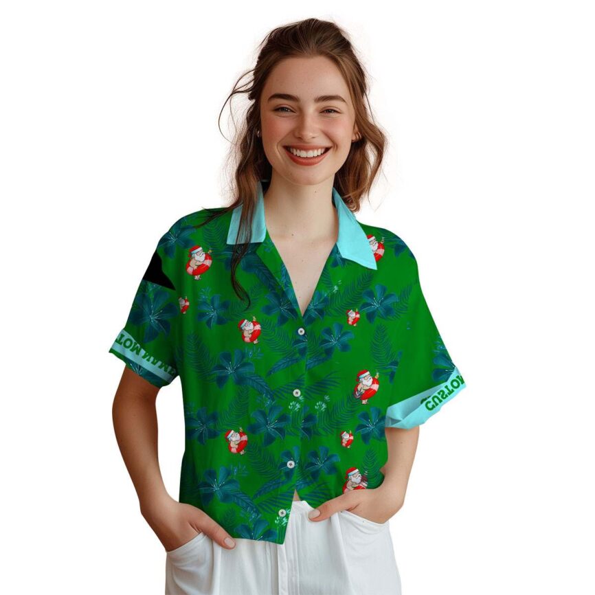 Personalized Santa Tropical Flower Hawaiian Shirt Top rated
