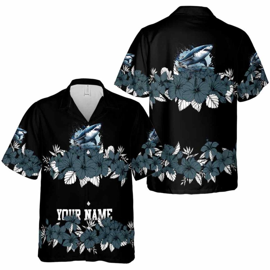 Personalized Shark Hibiscus Band Hawaiian Shirt Premium grade