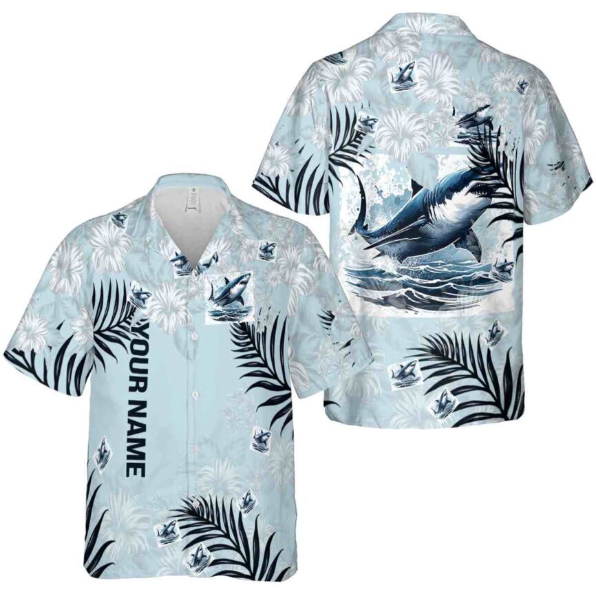 Personalized Shark Hibiscus Pattern Hawaiian Shirt Premium grade