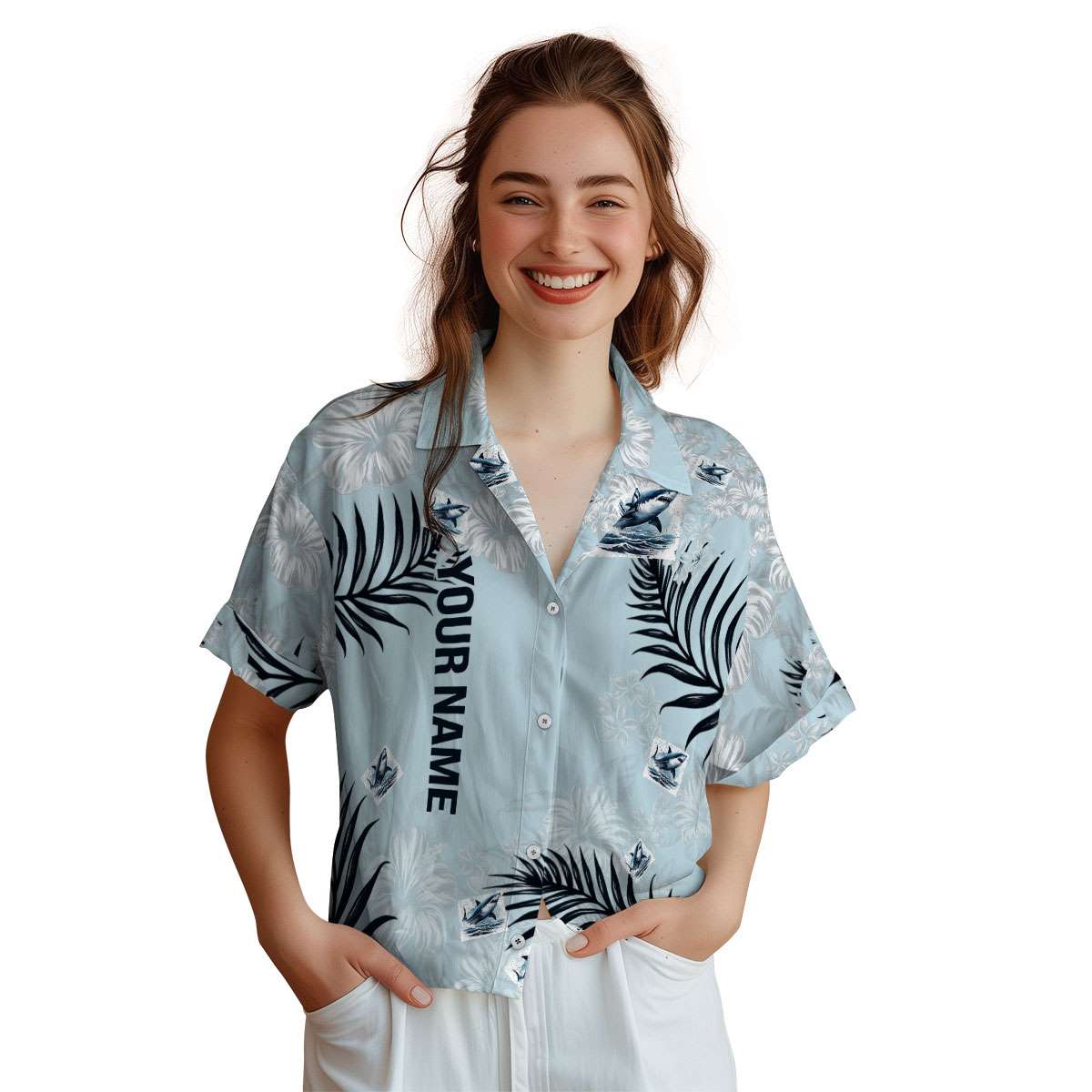 Personalized Shark Hibiscus Pattern Hawaiian Shirt Top rated Personalized Shark Hibiscus Pattern Hawaiian Shirt Top rated