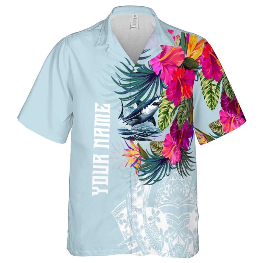Personalized Shark Polynesian Flowers Hawaiian Shirt Fashion forward